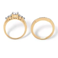 2 Piece 2.01 TCW Round Cubic Zirconia Bridal Ring Set 18k Gold-Plated