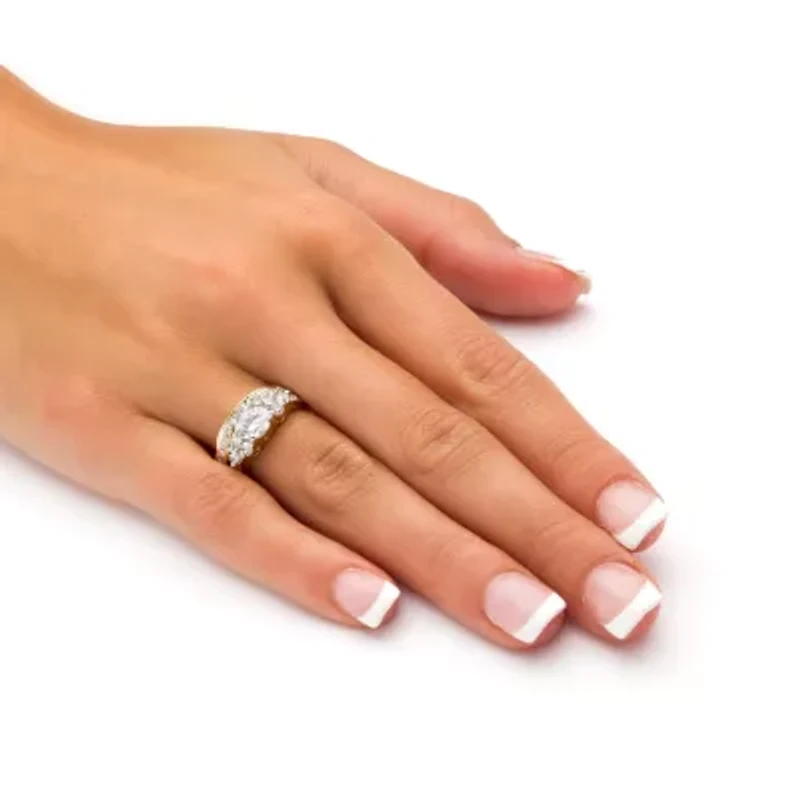 2 Piece 2.01 TCW Round Cubic Zirconia Bridal Ring Set 18k Gold-Plated