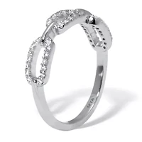 Lab Created .21 TCW Round Cubic Zirconia Silvertone Link Ring