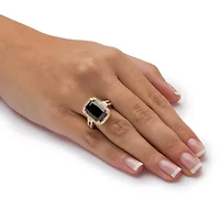 10.34 TCW Emerald Cut Black Cubic Zirconia Yellow Gold-Plated Ring