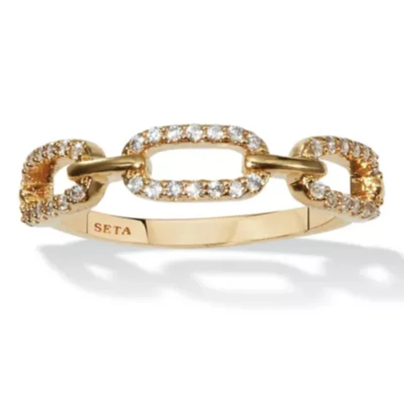 .21 TCW Round Cubic Zirconia 18k Yellow Gold-Plated Link Ring