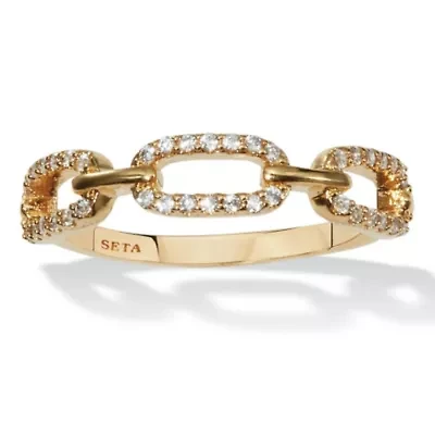 .21 TCW Round Cubic Zirconia 18k Yellow Gold-Plated Link Ring