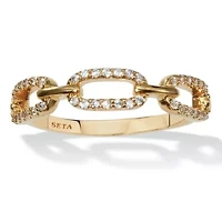 .21 TCW Round Cubic Zirconia 18k Yellow Gold-Plated Link Ring