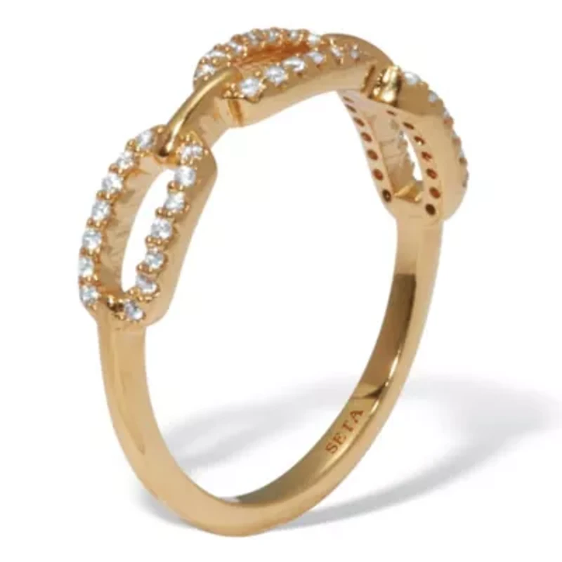 .21 TCW Round Cubic Zirconia 18k Yellow Gold-Plated Link Ring