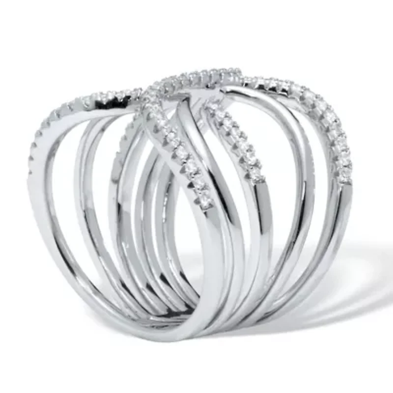 .18 TCW Cubic Zirconia Double Interlace Silvertone Ring
