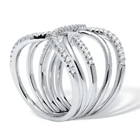 .18 TCW Cubic Zirconia Double Interlace Silvertone Ring
