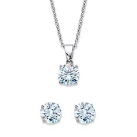 Round Birthstone Platinum/Silver Solitaire Set