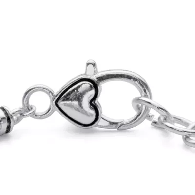 Birthstone Silvertone Bali-Style Beaded Charm Bracelet 8"