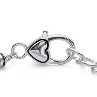 Birthstone Silvertone Bali-Style Beaded Charm Bracelet 8"