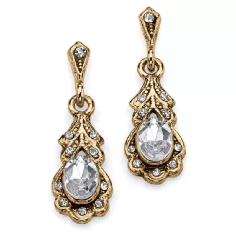 Simulated Birthstone Goldtone Drop Earrings