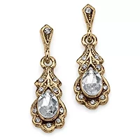 Simulated Birthstone Goldtone Drop Earrings