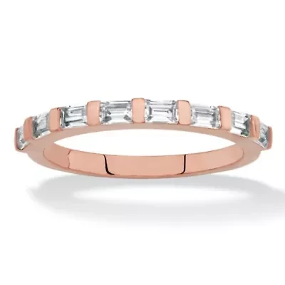 .80 Cttw. Rose Gold-Plated Baguette-Cut Cubic Zirconia Channel-Set Stack Ring