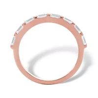 .80 Cttw. Rose Gold-Plated Baguette-Cut Cubic Zirconia Channel-Set Stack Ring