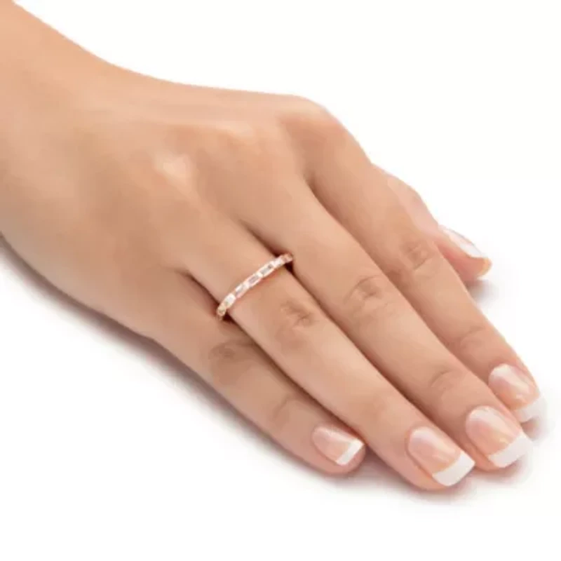 .80 Cttw. Rose Gold-Plated Baguette-Cut Cubic Zirconia Channel-Set Stack Ring