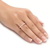 .80 Cttw. Rose Gold-Plated Baguette-Cut Cubic Zirconia Channel-Set Stack Ring