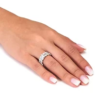 3.53 TCW Baguette Cubic Zirconia Silvertone Eternity Ring