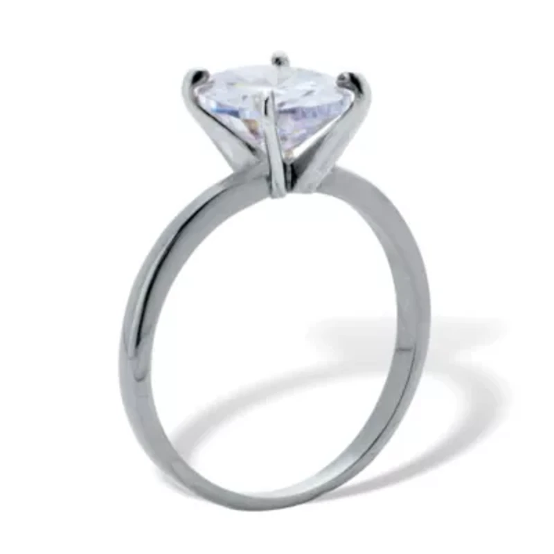 2.54 TCW Cubic Zirconia Silvertone Oval Solitaire Engagement Ring