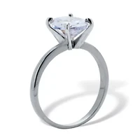 2.54 TCW Cubic Zirconia Silvertone Oval Solitaire Engagement Ring