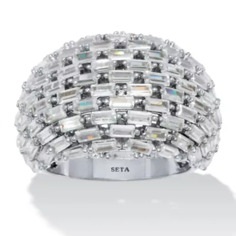 6.06 TCW Cubic Zirconia Silvertone Dome Ring