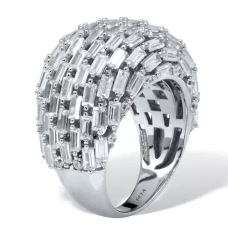 6.06 TCW Cubic Zirconia Silvertone Dome Ring