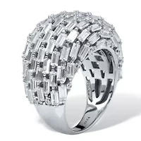 6.06 TCW Cubic Zirconia Silvertone Dome Ring