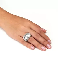 6.06 TCW Cubic Zirconia Silvertone Dome Ring