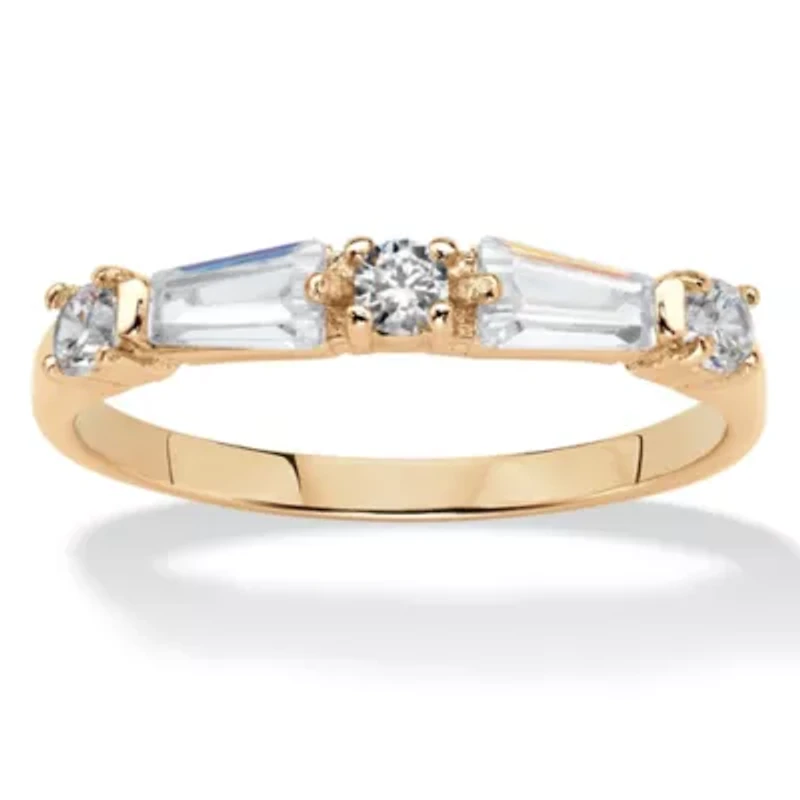 .56 Cttw. Yellow Gold-Plated Round and Baguette Cubic Zirconia Band