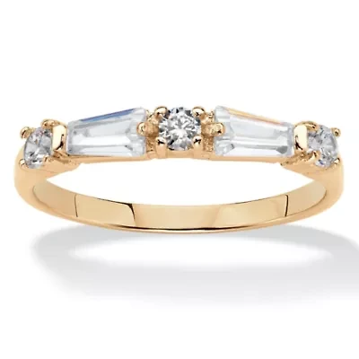 .56 Cttw. Yellow Gold-Plated Round and Baguette Cubic Zirconia Band