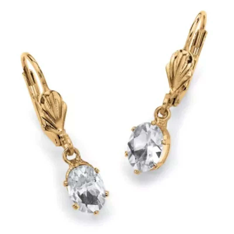 Simulated Birthstone Goldtone Drop Earrings