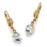 Simulated Birthstone Goldtone Drop Earrings