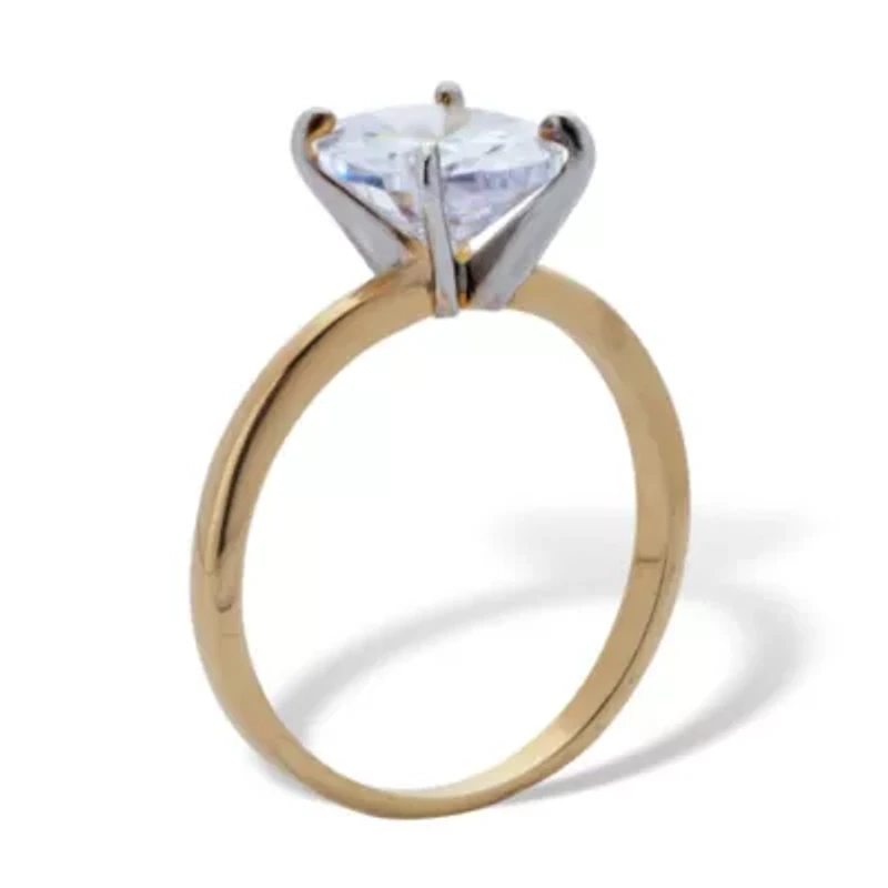 2.54 TCW Cubic Zirconia 18k Gold-Plated Oval Solitaire Engagement Ring