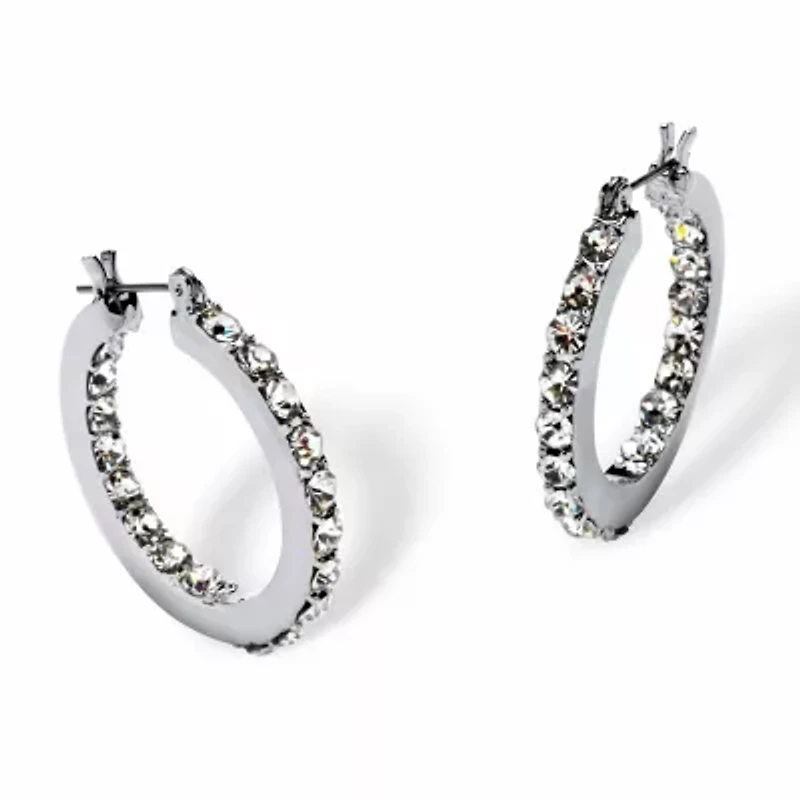 Birthstone Inside-Out Hoop Earrings Silvertone (31mm)