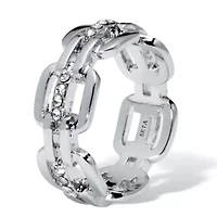 .24 TCW Cubic Zirconia Chic Chain Link Silvertone Ring