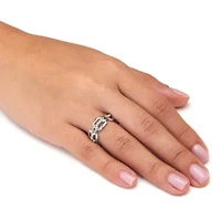 .24 TCW Cubic Zirconia Chic Chain Link Silvertone Ring