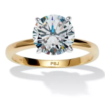 3 TCW Round Cubic Zirconia 14k Gold-plated Solitaire Engagement Ring, Sizes 5-10