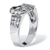 1.02 TCW Silvertone Belt Cubic Zirconia Ring