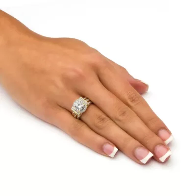 2.37 TCW Cubic Zirconia 2-Piece Bridal Set 18k Gold-Plated