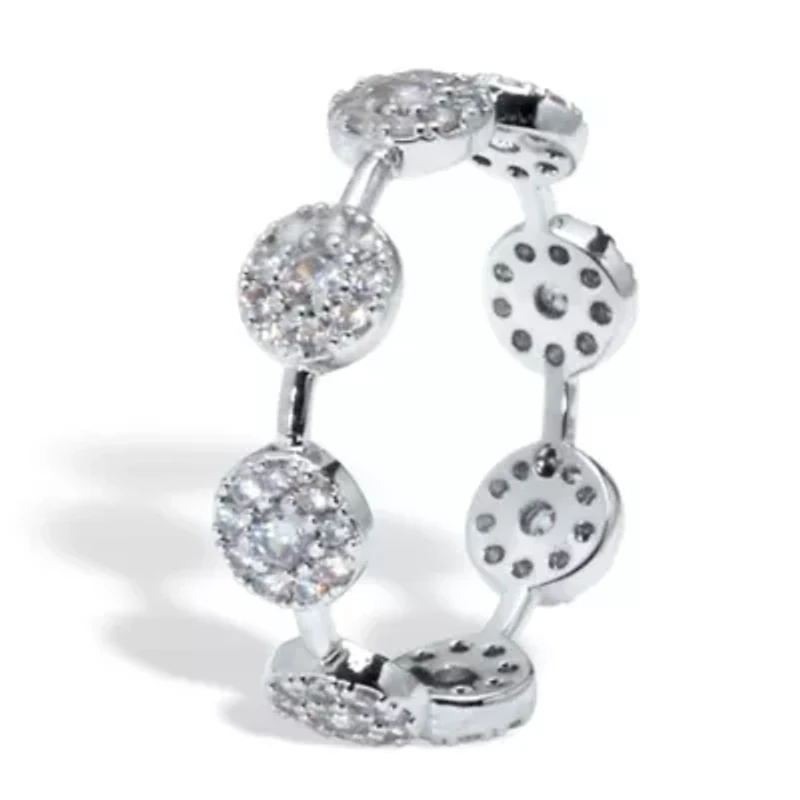 Crystal Platinum-Plated Cluster Ring