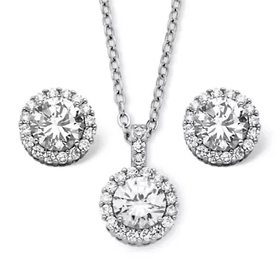 4.30 TCW Birthstone CZ Silvertone Jewelry Set