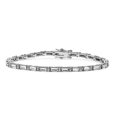 Birthstone Silvertone Tennis Bracelet 7.5"