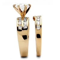 2.89 TCW 2 Piece Round Cubic Zirconia Bridal Ring Set Yellow Goldtone