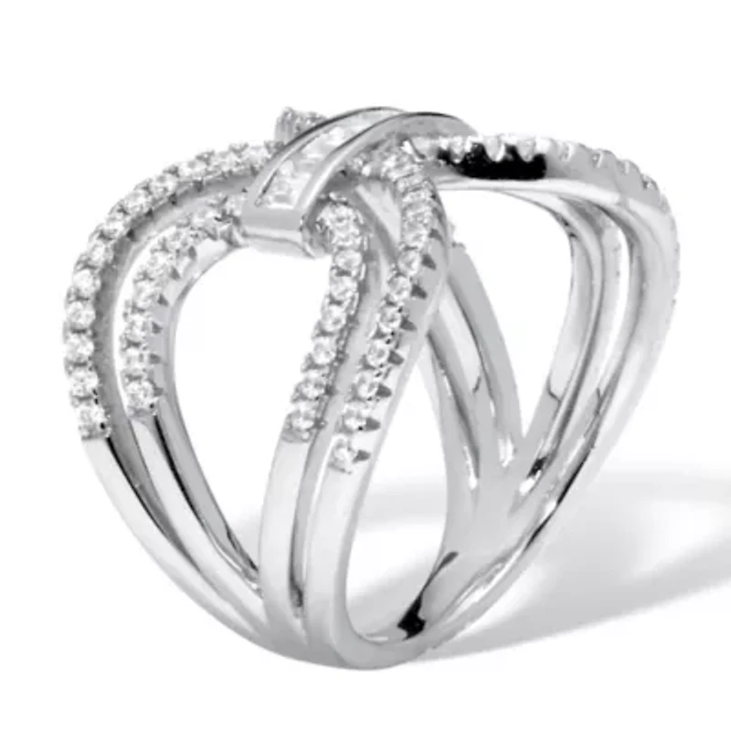 .84 TCW Cubic Zirconia Silvertone Bridge Ring