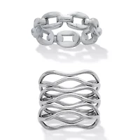 Set of 2 Stainless Steel Weaved and Chain-Link Rings