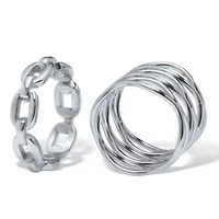 Set of 2 Stainless Steel Weaved and Chain-Link Rings