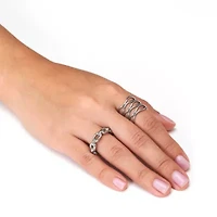 Set of 2 Stainless Steel Weaved and Chain-Link Rings