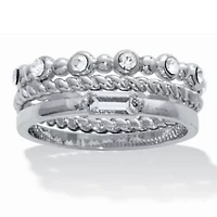 3-Piece Platinum Plated Crystal Stacked Band Set