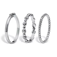 3-Piece Platinum Plated Crystal Stacked Band Set
