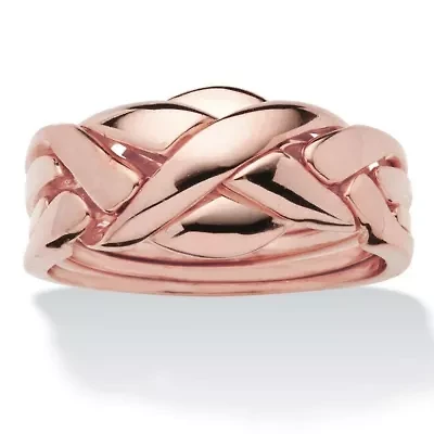 14k Rose Gold-Plated Commitment Symbol Puzzle Ring