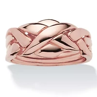 14k Rose Gold-Plated Commitment Symbol Puzzle Ring