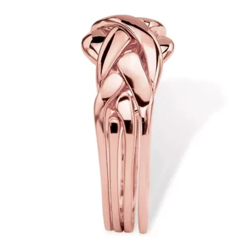 14k Rose Gold-Plated Commitment Symbol Puzzle Ring
